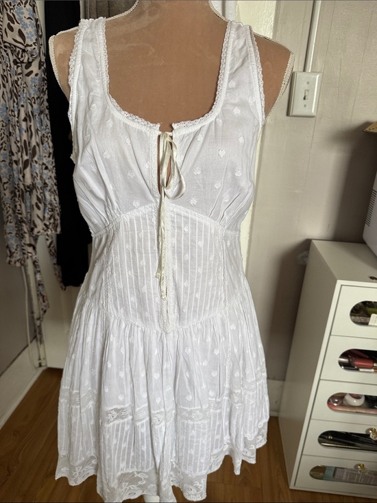 LoveShackFancy Dresses & Skirts - LoveShackFancy White Eyelet Tie-Front Mini Dress